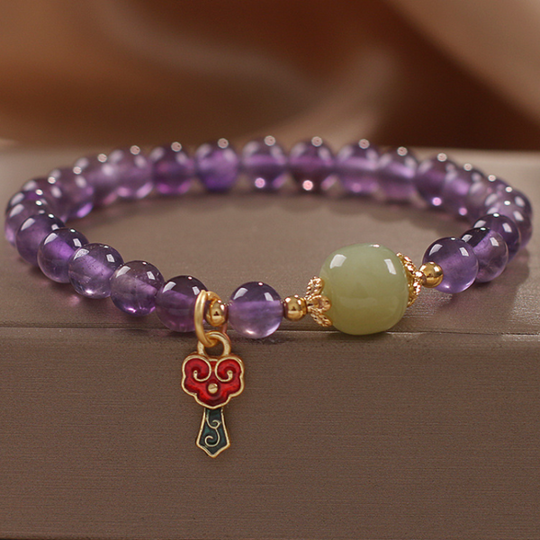 Amethyst • Emerald Jade stone Bracelet