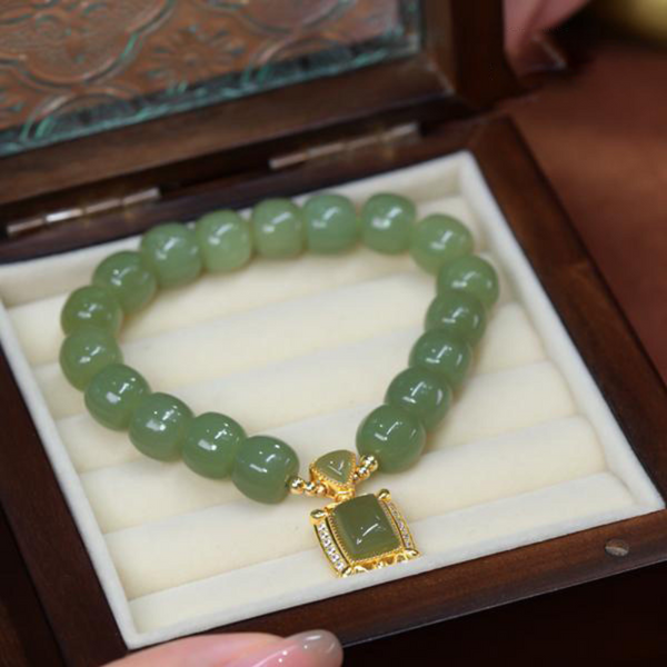 Charm • Confident • Natural Emerald Jade stone bracelet