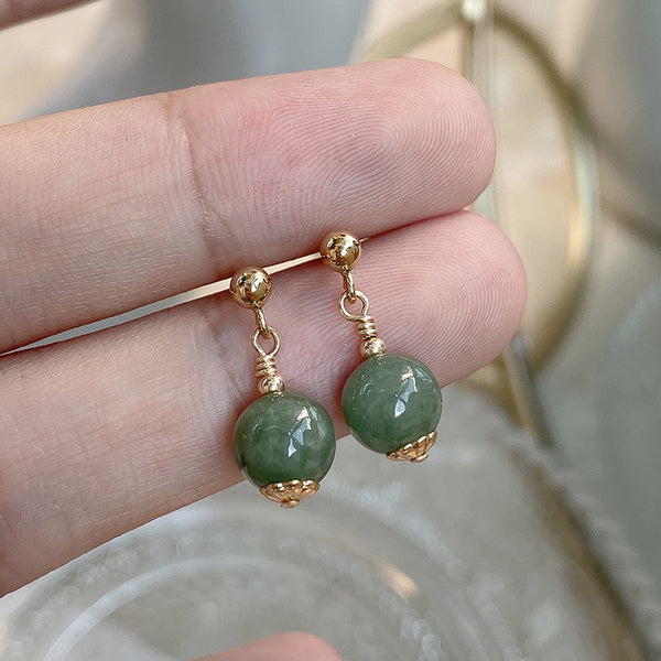 Natural oil Green Jade Earrings