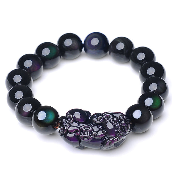PiYao • Natural Double Rainbow Eye Obsidian Bracelet