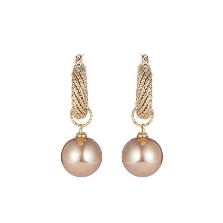 Gold & Pearl Drop Hoop Earrings Deegnt