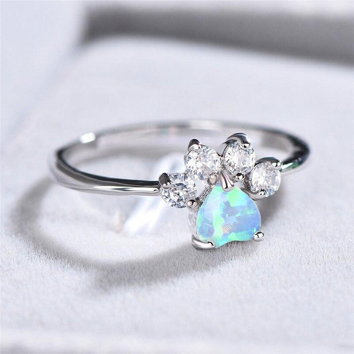Opal & Crystal Paw Ring Deegnt