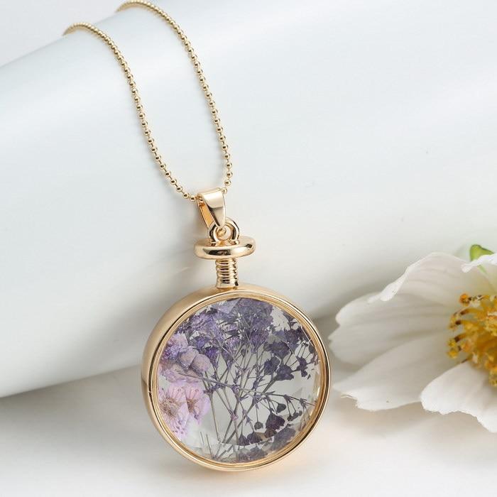 Purple Flower Pendant Necklace