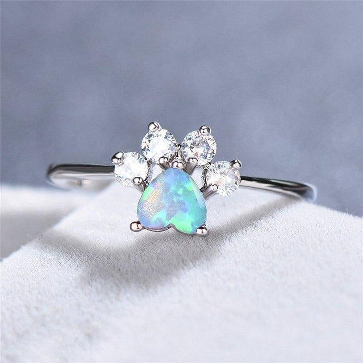 Opal & Crystal Paw Ring Deegnt