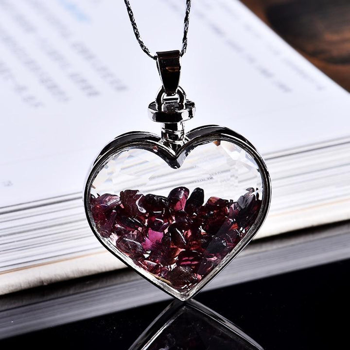 Natural Crystal Heart Necklace