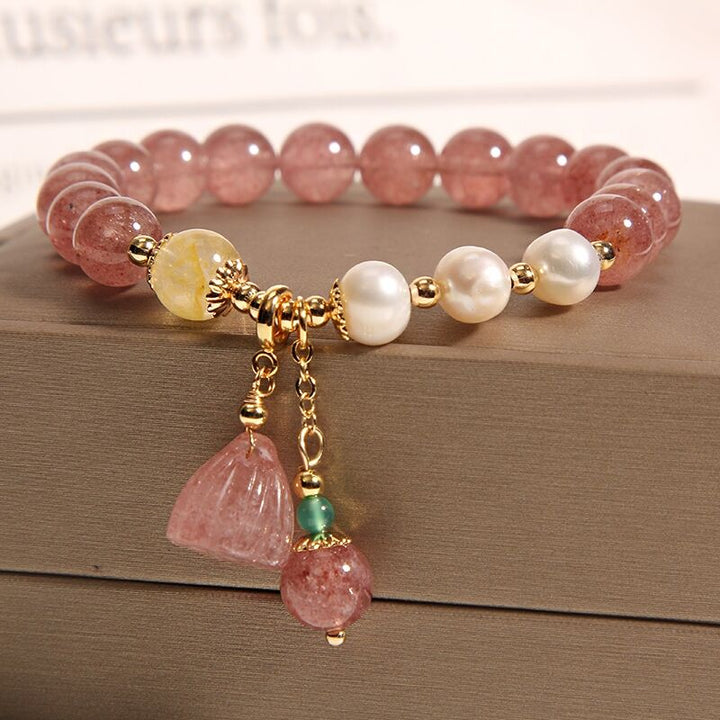 Strawberry Crystal Lotus Bracelet