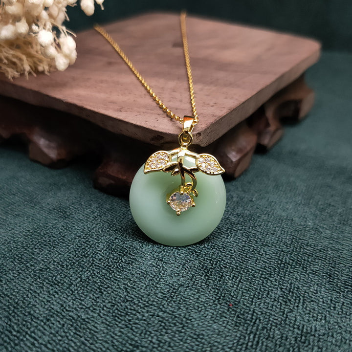 Vitality • Lucky Buckle Emerald Jade stone Necklace