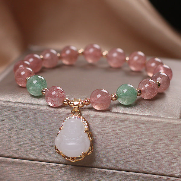 Maitreya Buddha • Strawberry Crystal Bracelet