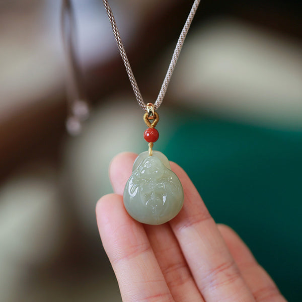 Zen Buddha • Natural Emerald Jade stone necklace