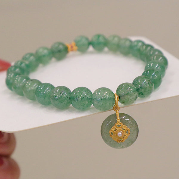 Lucky Clasp • Natural Green Strawberry Crystal Bracelet