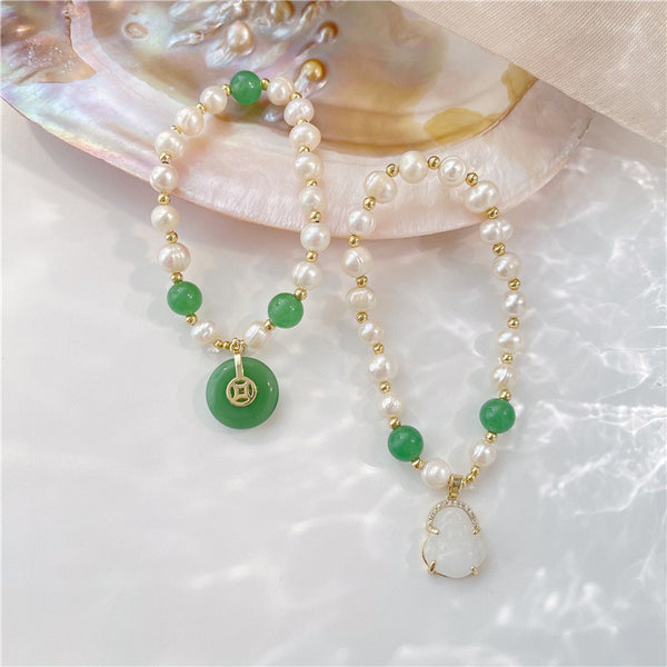 Lucky clasp • Pearl jade bracelet