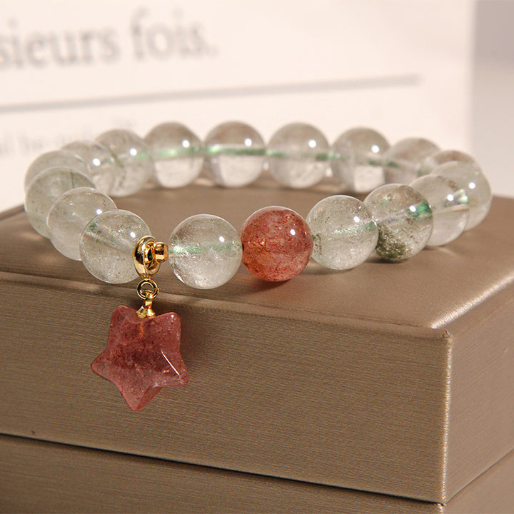 Natural seaweed crystal star pendant bracelet
