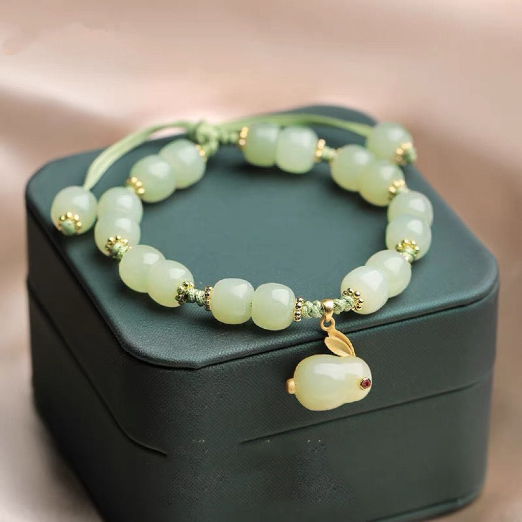Lucky Rabbit • Emerald Jade stone bracelet – Deegnt