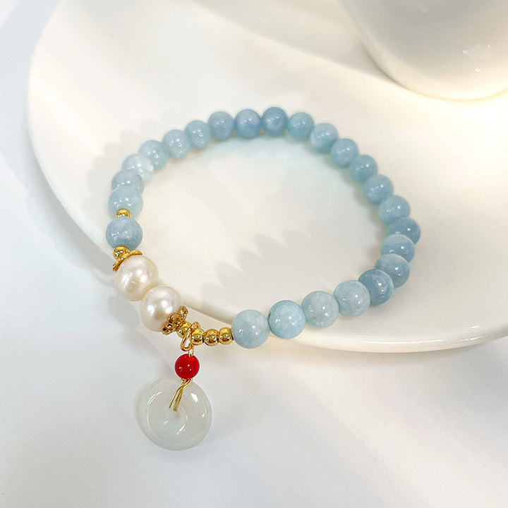 Lucky clasp • Aquamarine agate bracelet