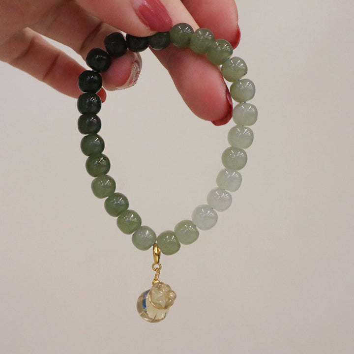 Lucky Bag • gradient Emerald Jade stone bracelet