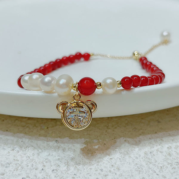 Pearl red agate bracelet