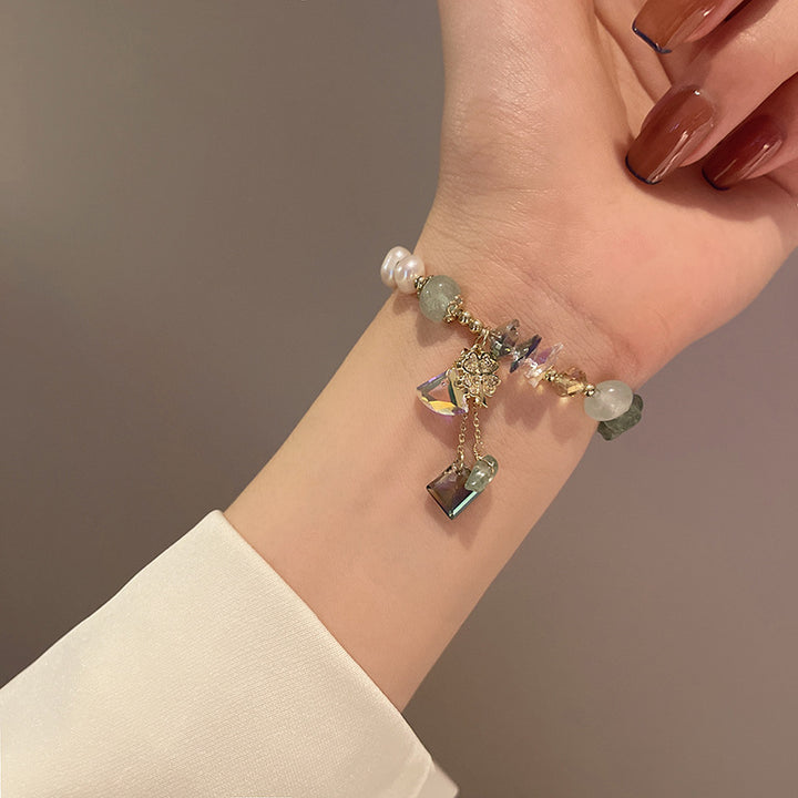 Natural green crystal pearl bracelet