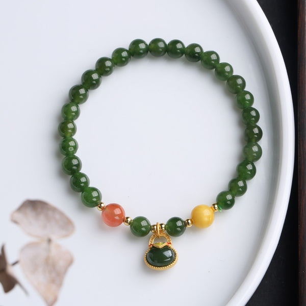 Vitality • Natural Emerald Jade stone bracelet