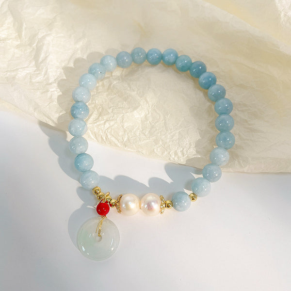 Lucky clasp • Aquamarine agate bracelet