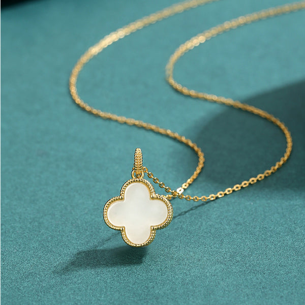 Four Leaf Clover • Emerald Jade stone necklace